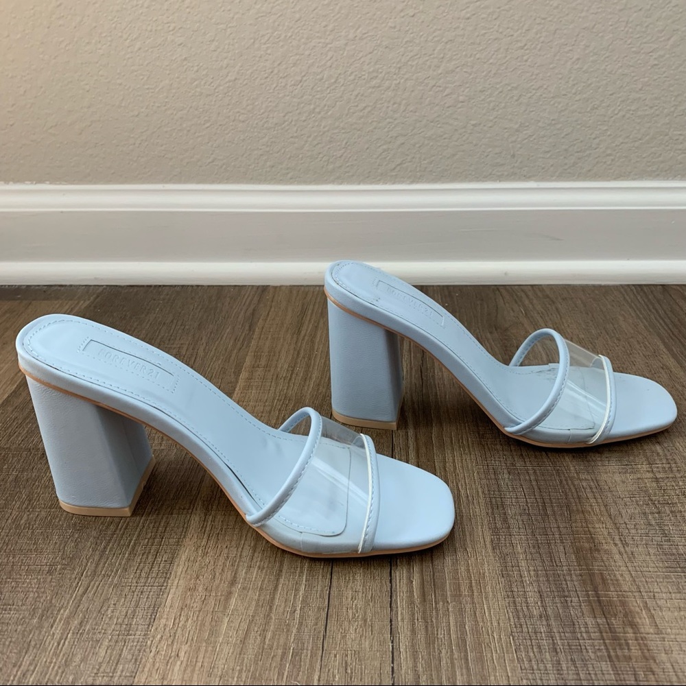 Forever 21 Light Baby Blue Clear Heels - Picture 4 of 8